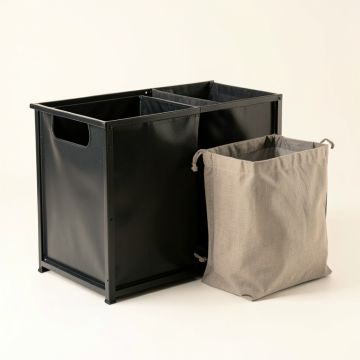 Shore Crest Laundry Sorting Station With Plain Removable Bags - Black (synthetic illustration; no displayed measurements)