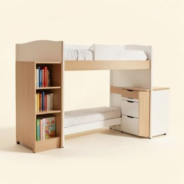 Friedman Bunk Bed With Bookcase And Desk (synthetic illustration; no displayed measurements)