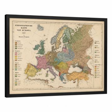 Ethnographische Karte Von Europa , 1847 By Heinrich Berghaus Framed Graphic Art