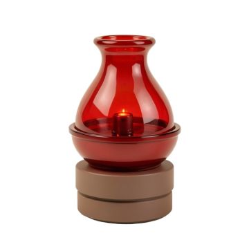 Peaktop - 32 '' Glazed Vase Floor Fountain With Led Light - Red