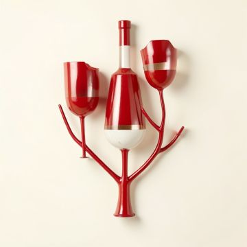 Red And White Wine Contemporary Metal Wall Décor (synthetic illustration; no displayed measurements)