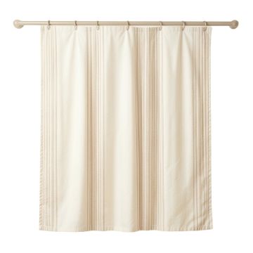 Reed Bridge Shower Curtain Hanging Flat From A Plain Rod - Cream