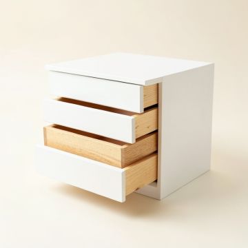 Bay Edge Small-Parts Storage Drawer Cabinet - White (synthetic illustration; no displayed measurements)