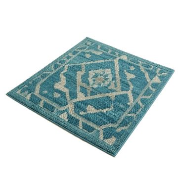 Camillei Geometric Hand Hooked Blue/Teal Indoor / Outdoor Area Rug
