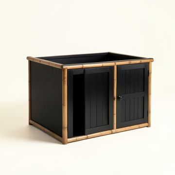Rowan Brook Empty Furniture-Style Litter Enclosure - Black (synthetic illustration; no displayed measurements)