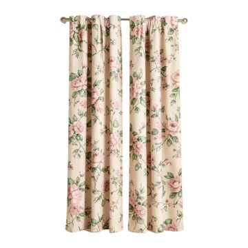 Imperial Dress 100 % Cotton Floral Room Darkening Rod Pocket Single Curtain Panel