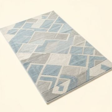 Lena Geometric Tufted Wool Sky Blue/Light Gray Area Rug (synthetic illustration; no displayed measurements)
