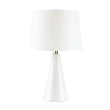 Hill Bridge Table Lamp With A Plain Fabric Shade - White
