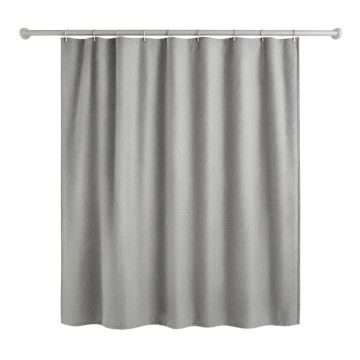 Aspen Branch Shower Curtain Hanging Flat From A Plain Rod - Gray