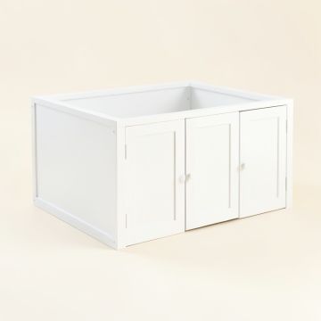 Linden Bend Empty Furniture-Style Litter Enclosure - White (synthetic illustration; no displayed measurements)