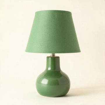 Wren Dale Table Lamp With A Plain Fabric Shade - Green (synthetic illustration; no displayed measurements)