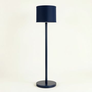 Olive Arc Floor Lamp With A Plain Fabric Shade - Navy (synthetic illustration; no displayed measurements)