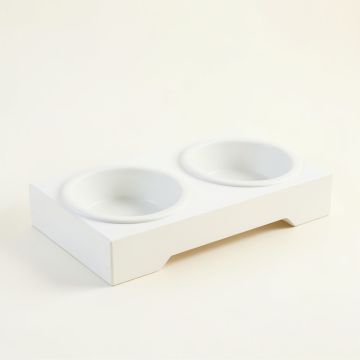 Vale Crossing Pet Feeding Stand With Two Plain Empty Bowls - White (synthetic illustration; no displayed measurements)