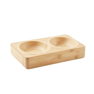 Pine Crossing Pet Feeding Stand With Two Plain Empty Bowls - Ivory