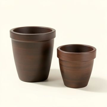 Happy Planter Planter , Set Of 2 ( Large , Medium ) , Mahogany (synthetic illustration; no displayed measurements)
