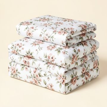 White Floral 2 Piece Duvet Cover Set (synthetic illustration; no displayed measurements)