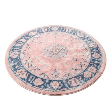 Round Amada Shag Pink/Blue Area Rug