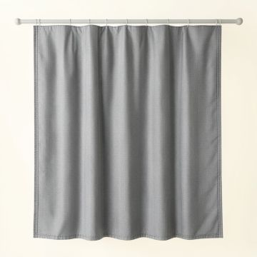 Meadow Crossing Shower Curtain Hanging Flat From A Plain Rod - Gray (synthetic illustration; no displayed measurements)