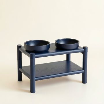 Briar Edge Pet Feeding Stand With Two Plain Empty Bowls - Navy (synthetic illustration; no displayed measurements)
