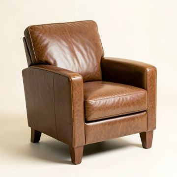 Grand Isle 47 '' Wide Top Grain Leather Armchair (synthetic illustration; no displayed measurements)