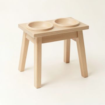 Fern Field Pet Feeding Stand With Two Plain Empty Bowls - Beige (synthetic illustration; no displayed measurements)