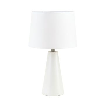 Slate Bend Table Lamp With A Plain Fabric Shade - White