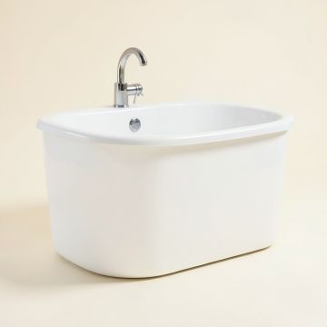59 '' X 28 '' Freestanding Soaking Bathtub With Faucet (synthetic illustration; no displayed measurements)