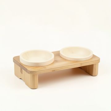 Dune Crest Pet Feeding Stand With Two Plain Empty Bowls - Ivory (synthetic illustration; no displayed measurements)