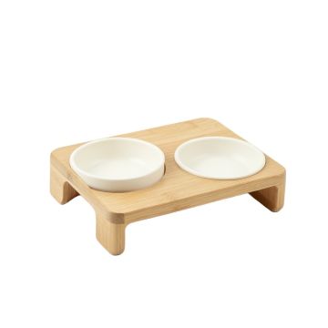 Lake Crest Pet Feeding Stand With Two Plain Empty Bowls - Ivory