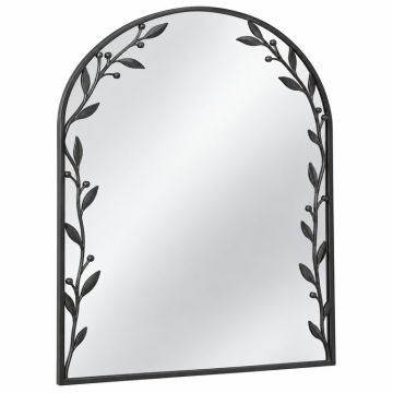 Sage Branch Framed Wall Mirror - Black