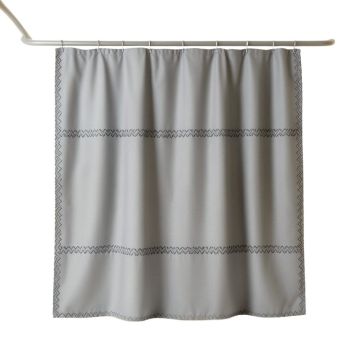 Clay Edge Shower Curtain Hanging Flat From A Plain Rod - Gray