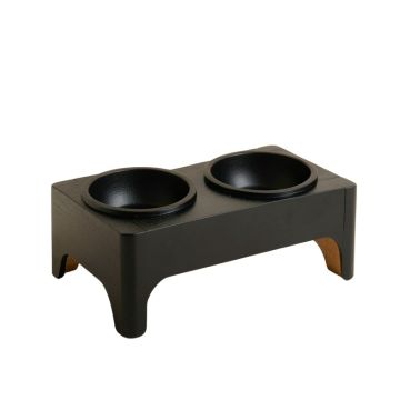 Alder Field Pet Feeding Stand With Two Plain Empty Bowls - Black