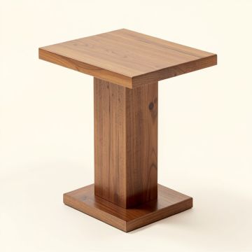 Solid Wood Pedestal End Table (synthetic illustration; no displayed measurements)