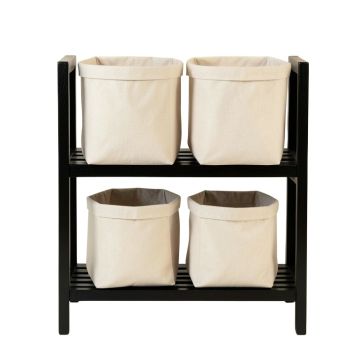 Shore Branch Laundry Sorting Station With Plain Removable Bags - Black