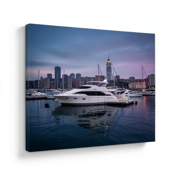 Panoramic Yachts Moored At A Harbor (synthetic illustration; no displayed measurements)