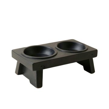 Pine Bluff Pet Feeding Stand With Two Plain Empty Bowls - Black
