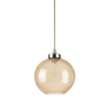Reed Bend Pendant Light Suspended From One Plain Cable - Beige