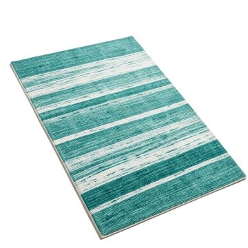 Catamaran Striped Handwoven Teal/White Indoor / Outdoor Area Rug