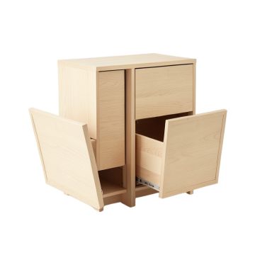 Cliff Branch Freestanding Pull-Out Hamper Cabinet - Beige