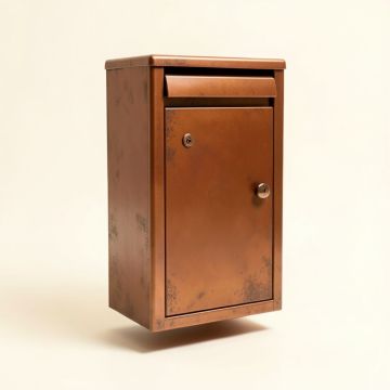 Lockhart Medium , Locking , Vertical , Wall Mount Mailbox , Aged Copper (synthetic illustration; no displayed measurements)