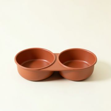 Maple Edge Pet Feeding Stand With Two Plain Empty Bowls - Terracotta (synthetic illustration; no displayed measurements)