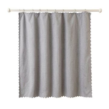 Sage Edge Shower Curtain Hanging Flat From A Plain Rod - Gray