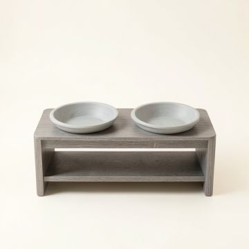 Willow Bend Pet Feeding Stand With Two Plain Empty Bowls - Gray (synthetic illustration; no displayed measurements)