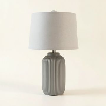 Fern Dell Table Lamp With A Plain Fabric Shade - Gray (synthetic illustration; no displayed measurements)