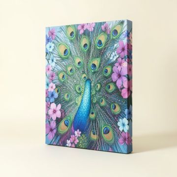 Floral Peacock Canvas Art (synthetic illustration; no displayed measurements)