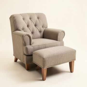 Fieldbrook Tufted Polyester Armchair And Ottoman (synthetic illustration; no displayed measurements)