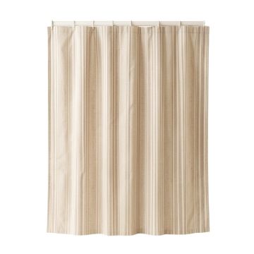 Laurel Crossing Shower Curtain Hanging Flat From A Plain Rod - Beige