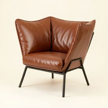 Justa 31.5 '' Wide Top Grain Leather Down Cushion Butterfly Chair (synthetic illustration; no displayed measurements)