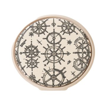 On Ship Wheel 7 Piece Coaster Set With Holder