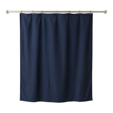 Lake Brook Shower Curtain Hanging Flat From A Plain Rod - Navy
